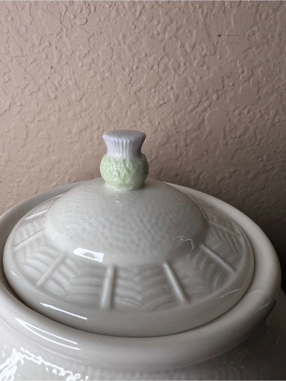 Vintage Belleek Ireland Killarney Rose Biscuit Barrel, Irish Cookie Jar With Lid